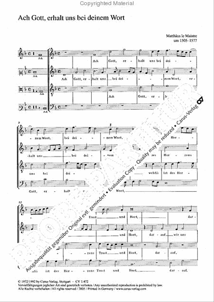 Ach Gott, erhalt uns bei deinem Wort 4-Part scores gallery preview page 2