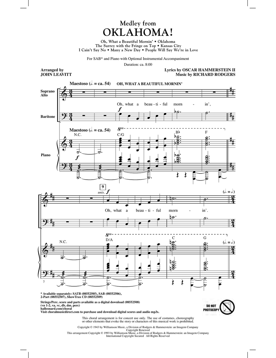 Oklahoma! (Medley) (arr. John Leavitt) 3-Part scores gallery preview page 1