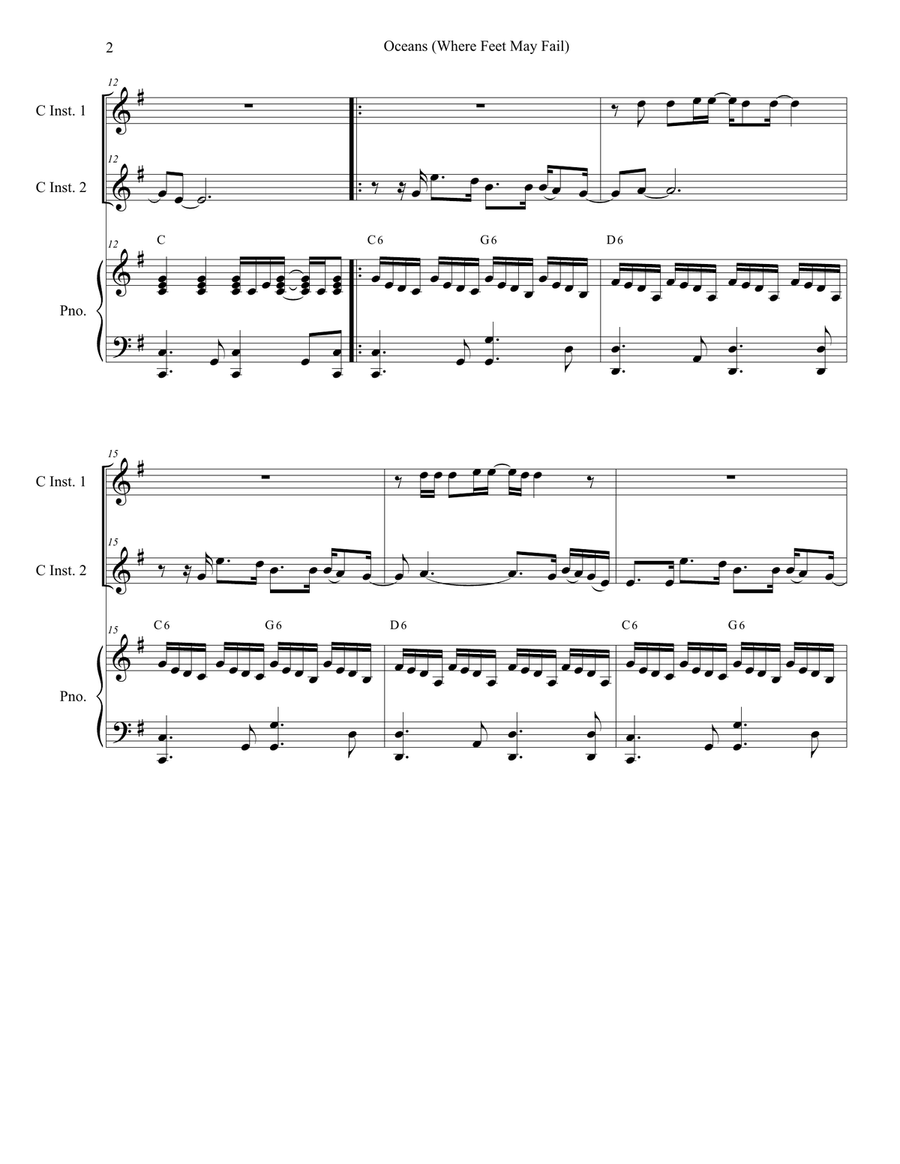 Oceans (Where Feet May Fail) Flute scores gallery preview page 2