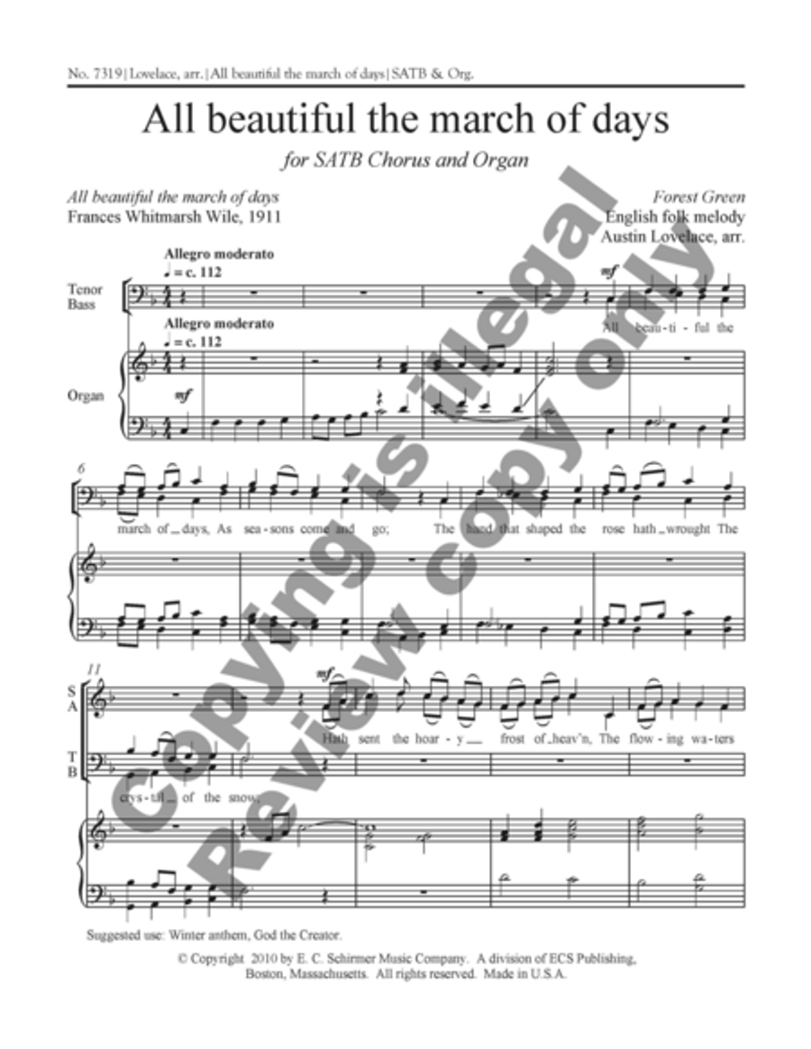 All beautiful the march of days 4-Part scores gallery preview page 6