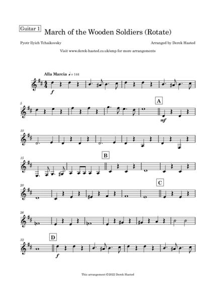 March Of The Wooden Soldiers by Peter Ilyich Tchaikovsky Acoustic Guitar - Digital Sheet Music