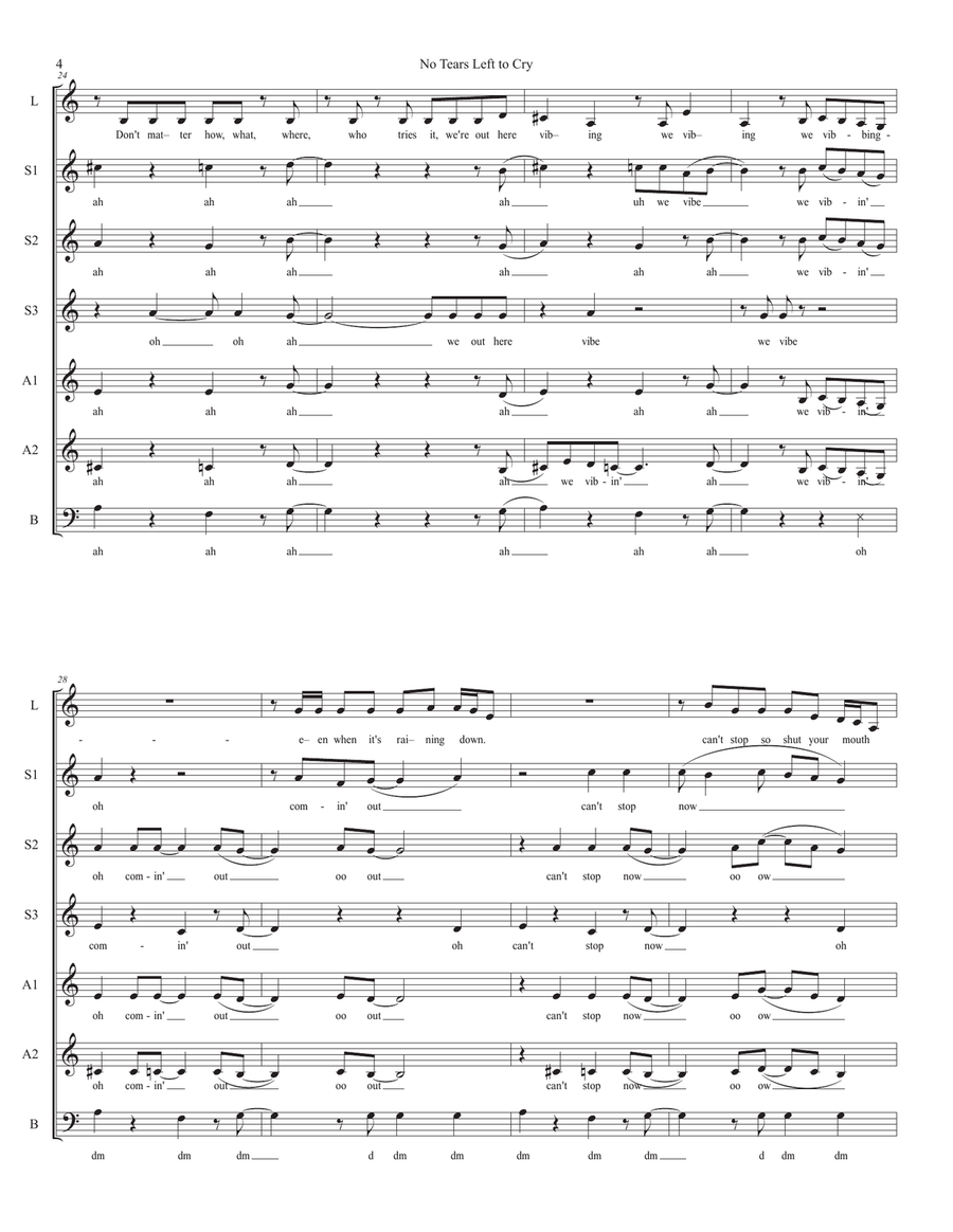 No Tears Left To Cry SSAA scores gallery preview page 4
