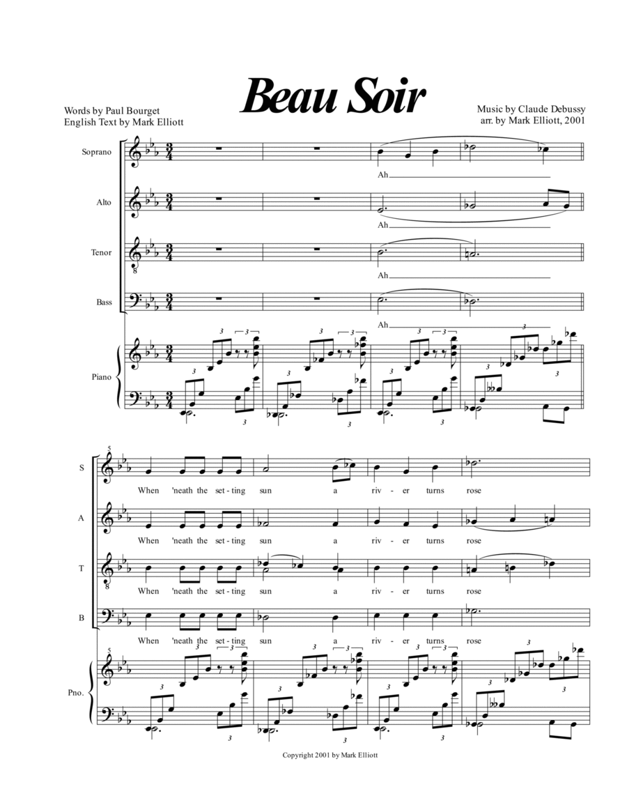 Beau Soir 4-Part scores gallery preview page 1