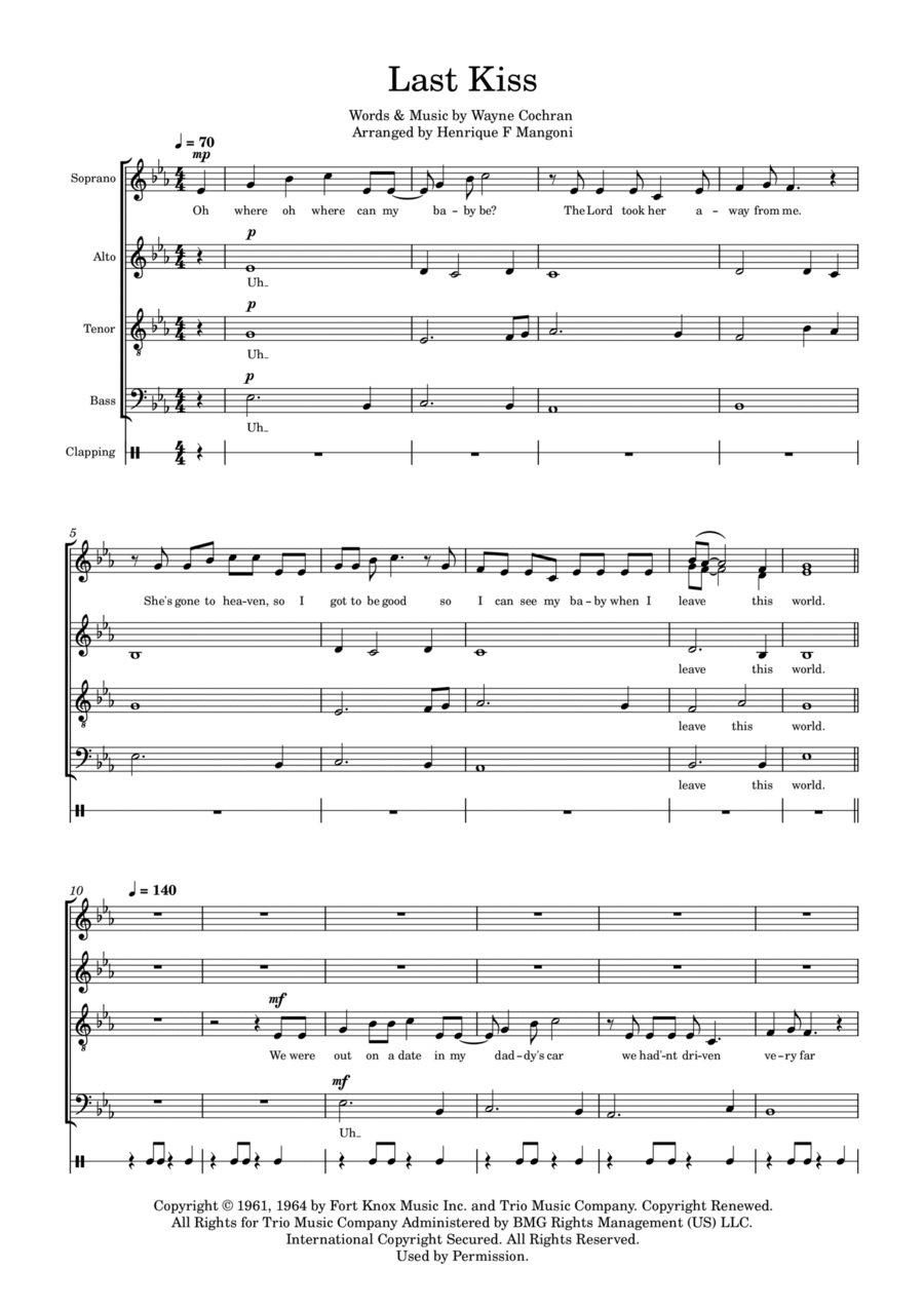 Last Kiss Last Kiss 4-Part scores gallery preview page 1