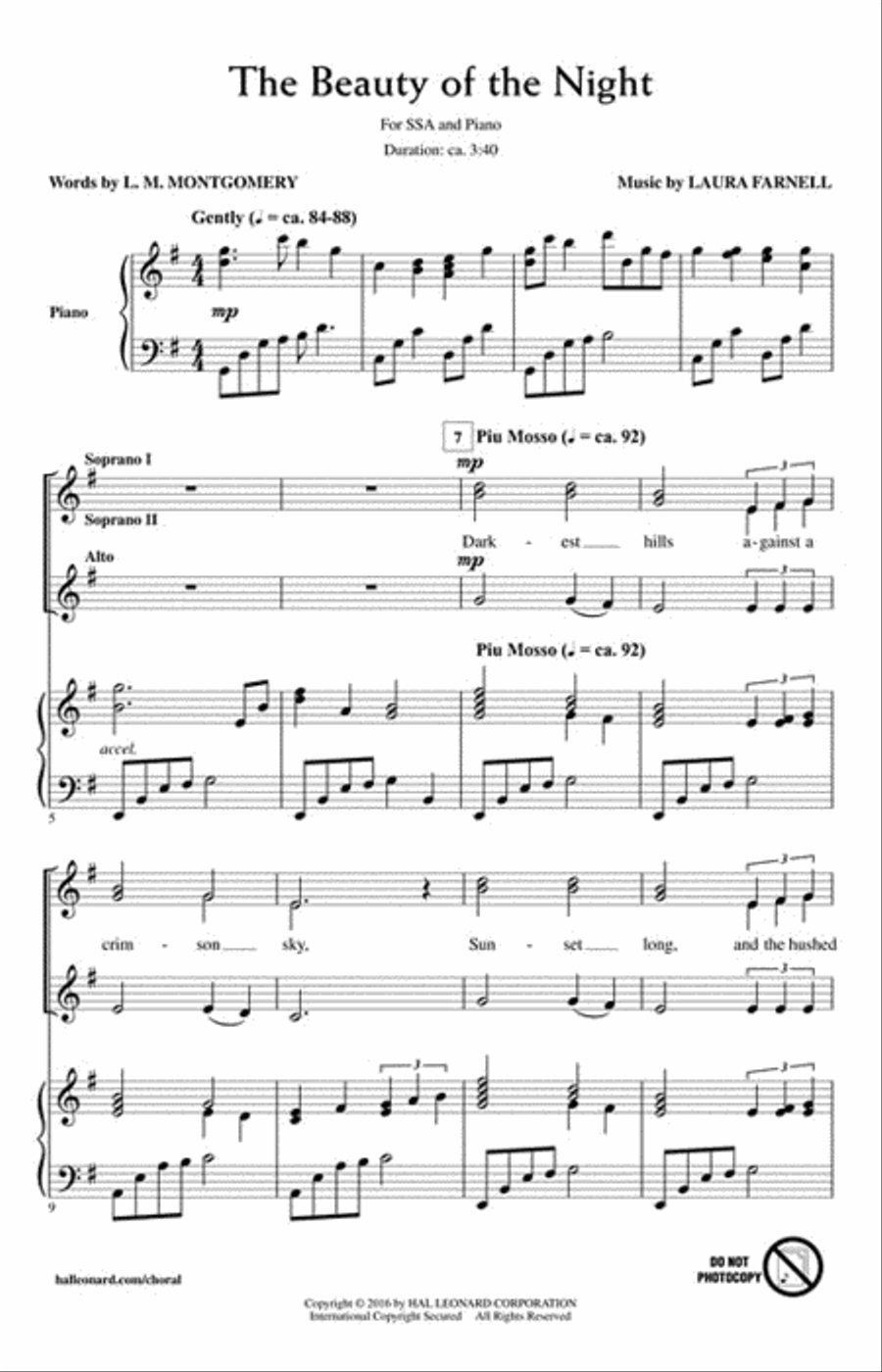 The Beauty of the Night The Beauty of the Night SSA scores gallery preview page 2