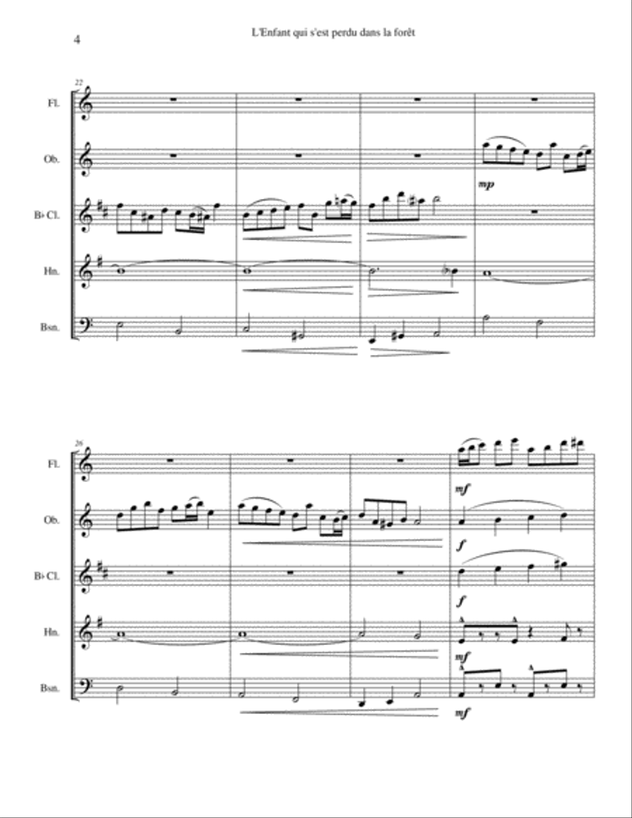 L'Enfant qui s'est perdu dans la forêt Woodwind Quintet scores gallery preview page 4