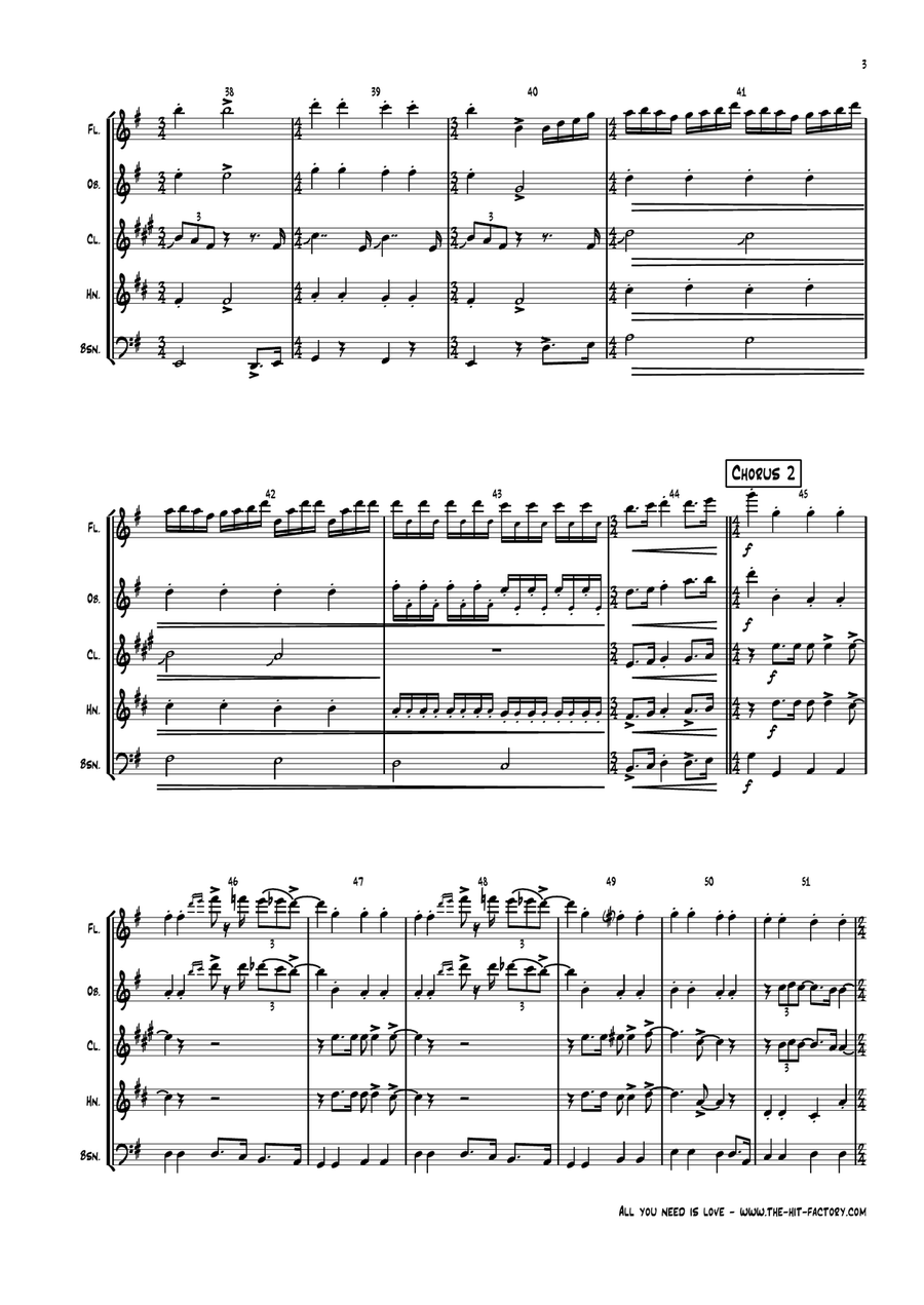 All You Need Is Love Woodwind Quintet scores gallery preview page 3