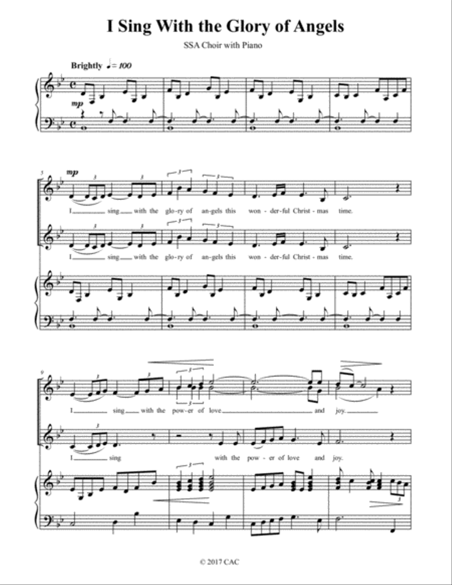 I Sing with the Glory of Angels SSA scores gallery preview page 2
