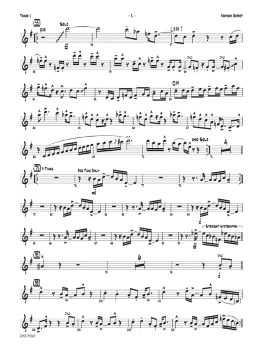 Feather Report: B-flat Tenor Saxophone Jazz Ensemble scores gallery preview page 2