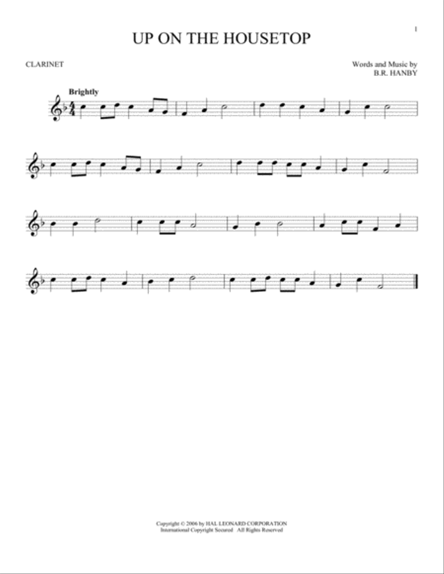 Up On The Housetop Clarinet Solo scores gallery preview page 1