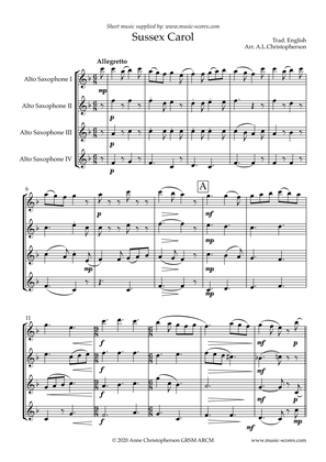 The Sussex Carol - 4 Alto Saxophones