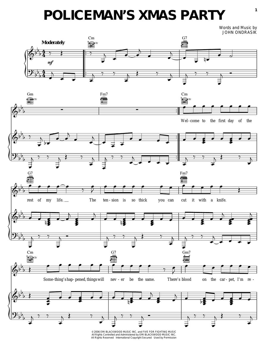 Policeman's Xmas Party Piano, Vocal, Guitar scores gallery preview page 1