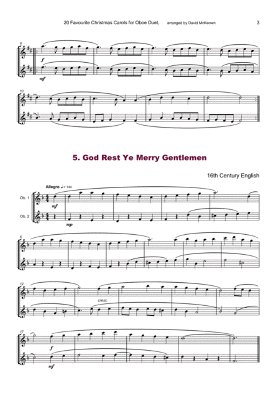 20 Favourite Christmas Carols for Oboe Duet Woodwind Duet scores gallery preview page 5