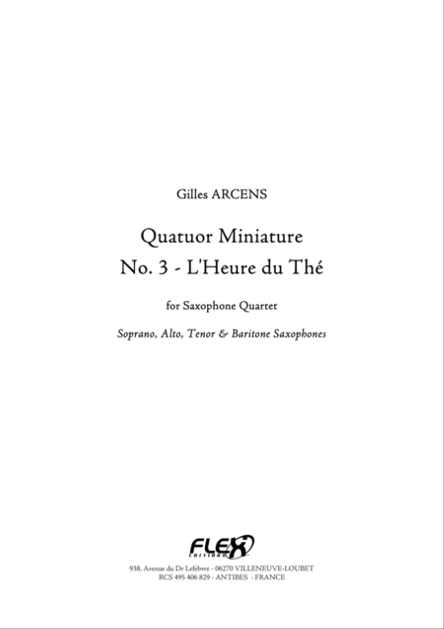 Quartet Miniature No. 3 Saxophone Quartet scores gallery preview page 1
