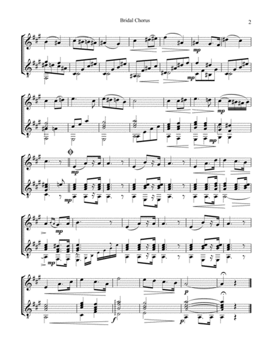 Bridal Chorus / Here Comes the Bride! for violin or flute and guitar (A Major) image number null