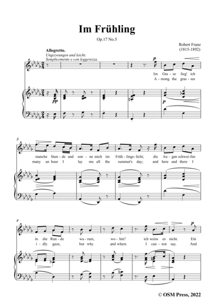 Franz-Im Fruhling,in D flat Major,Op.17 No.5,from 6 Gesange