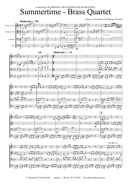 Summertime – Gershwin 11/8 - Brass Quartet