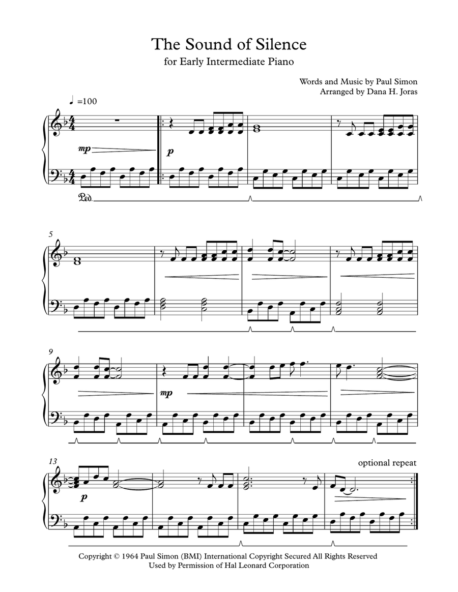 The Sound Of Silence Piano Solo scores gallery preview page 1