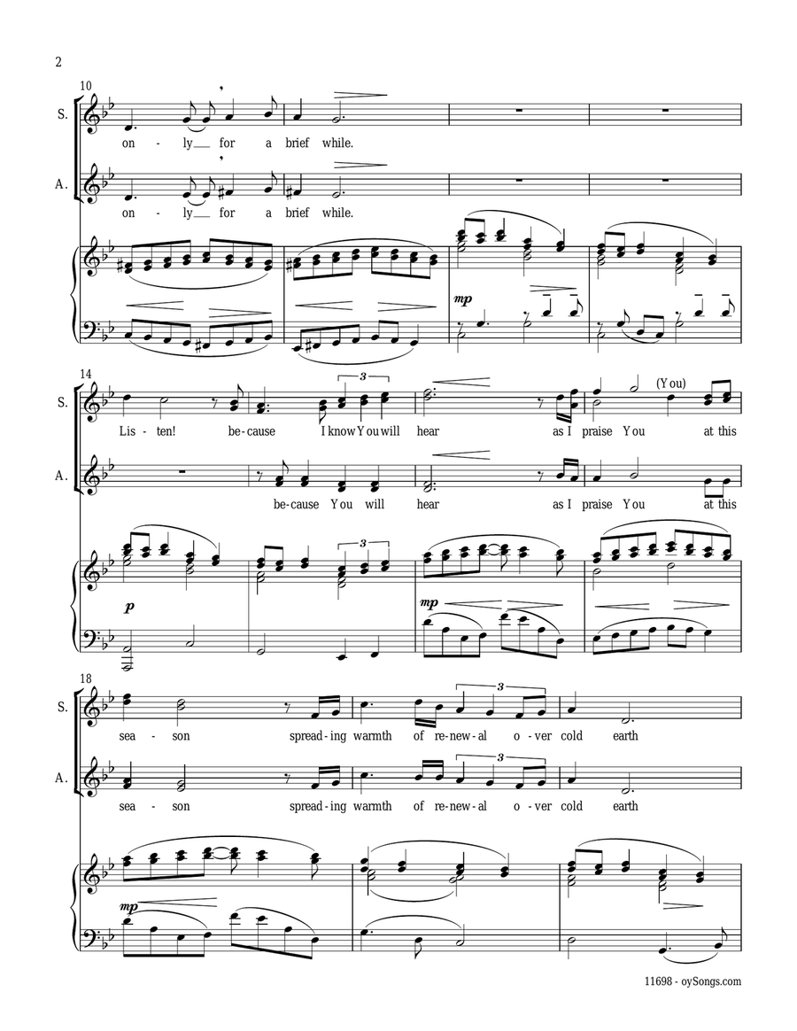 Because I Know You Will Hear Me SSA scores gallery preview page 2