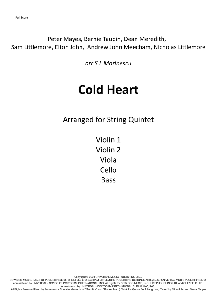 Cold Heart (pnau Remix) String Orchestra scores gallery preview page 1