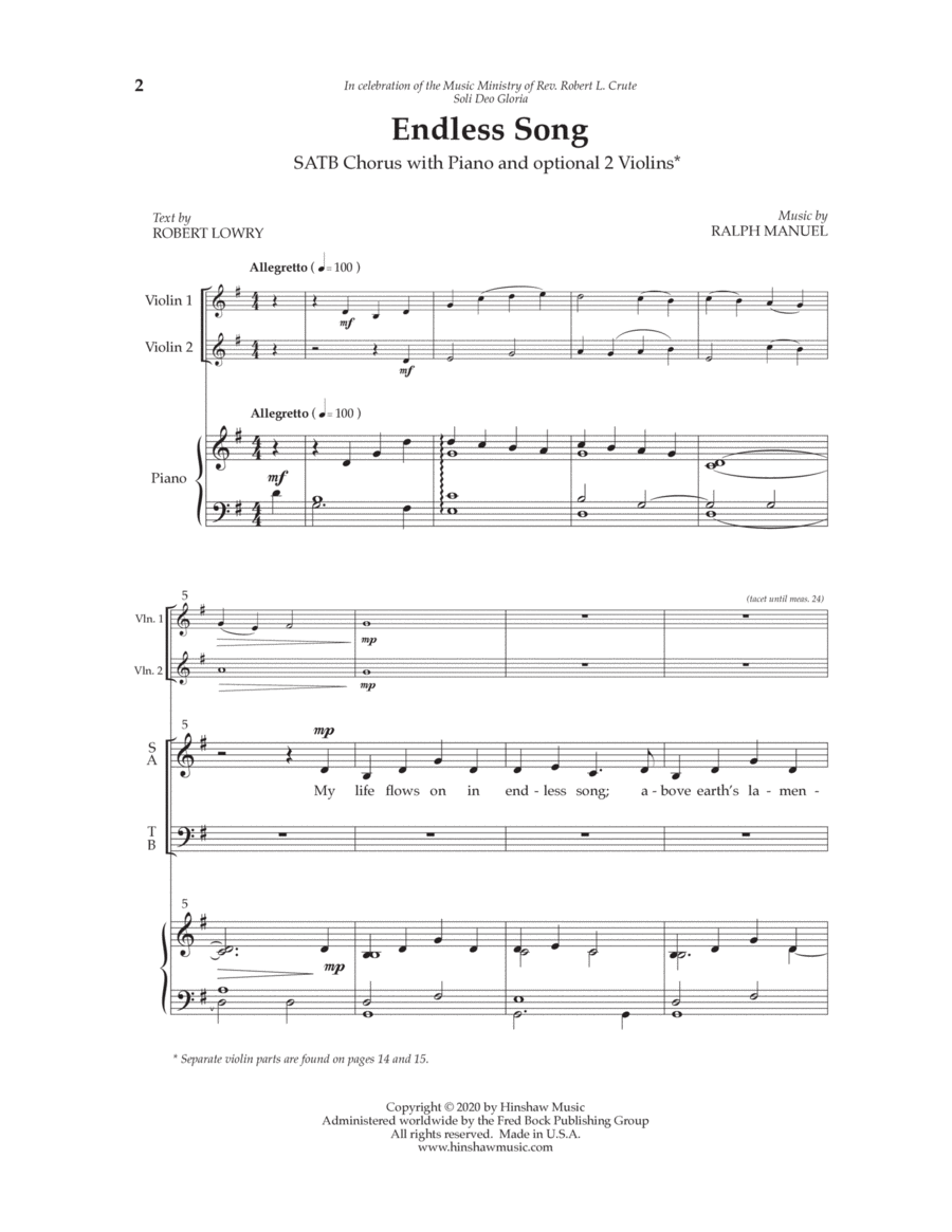 Endless Song Endless Song 4-Part scores gallery preview page 1