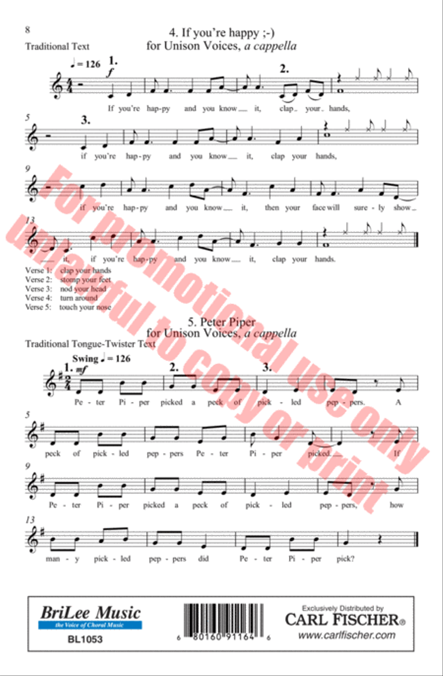 Five Fun Rounds Unison Choir scores gallery preview page 9