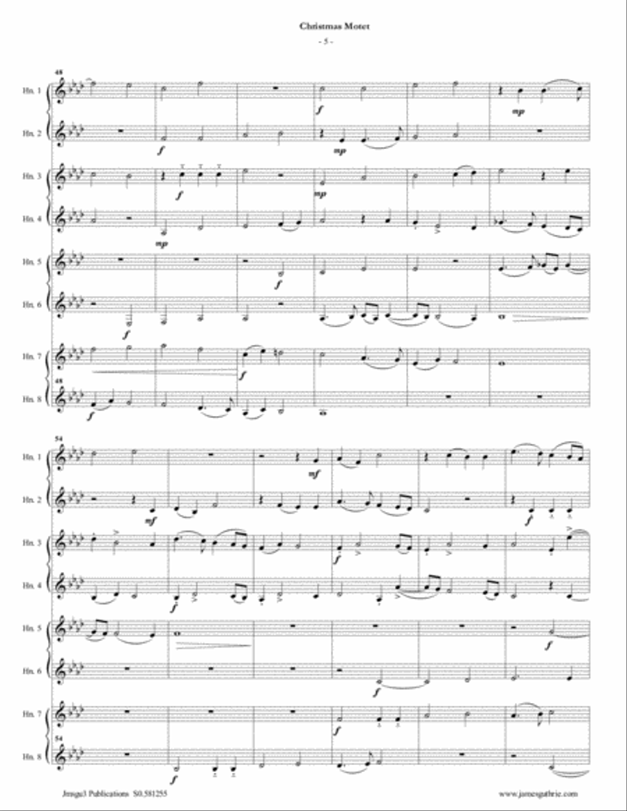 Mouton: Christmas Motet for French Horn Choir Choir scores gallery preview page 5