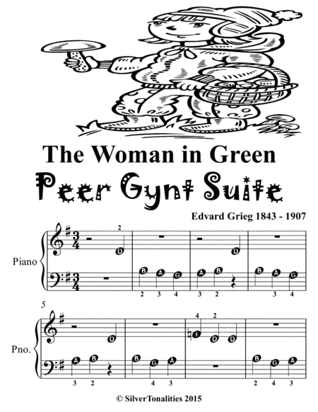 Woman in Green the Peer Gynt Suite Beginner Piano Sheet Music 2nd Edition
