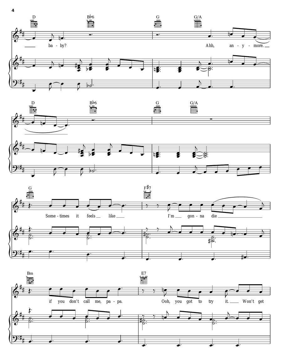 How Come You Don't Call Me Piano, Vocal, Guitar scores gallery preview page 4