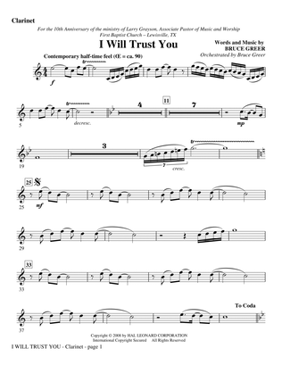 I Will Trust You - Bb Clarinet