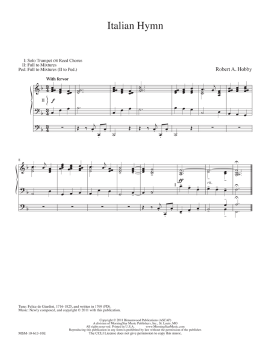 Italian Hymn Organ scores gallery preview page 1