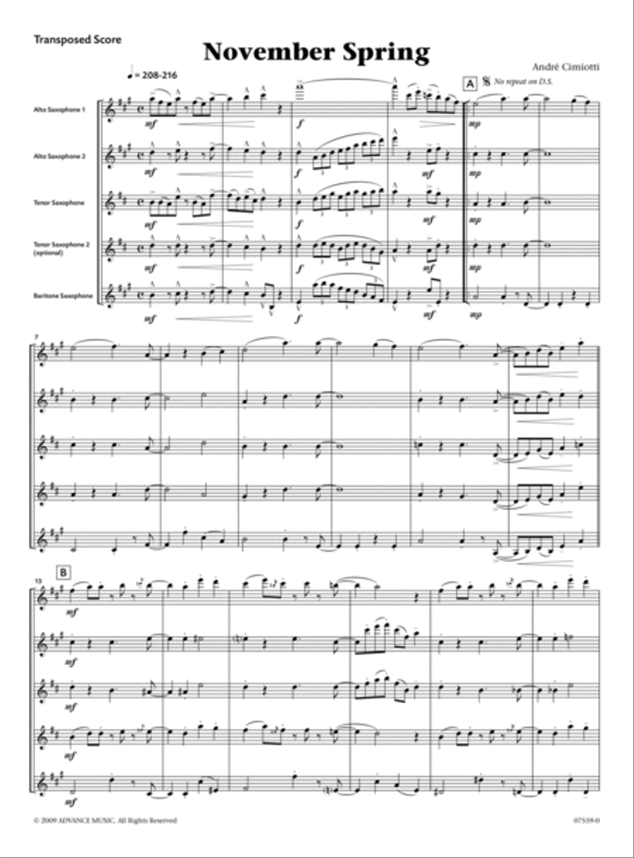 November Spring November Spring Saxophone Quintet scores gallery preview page 2