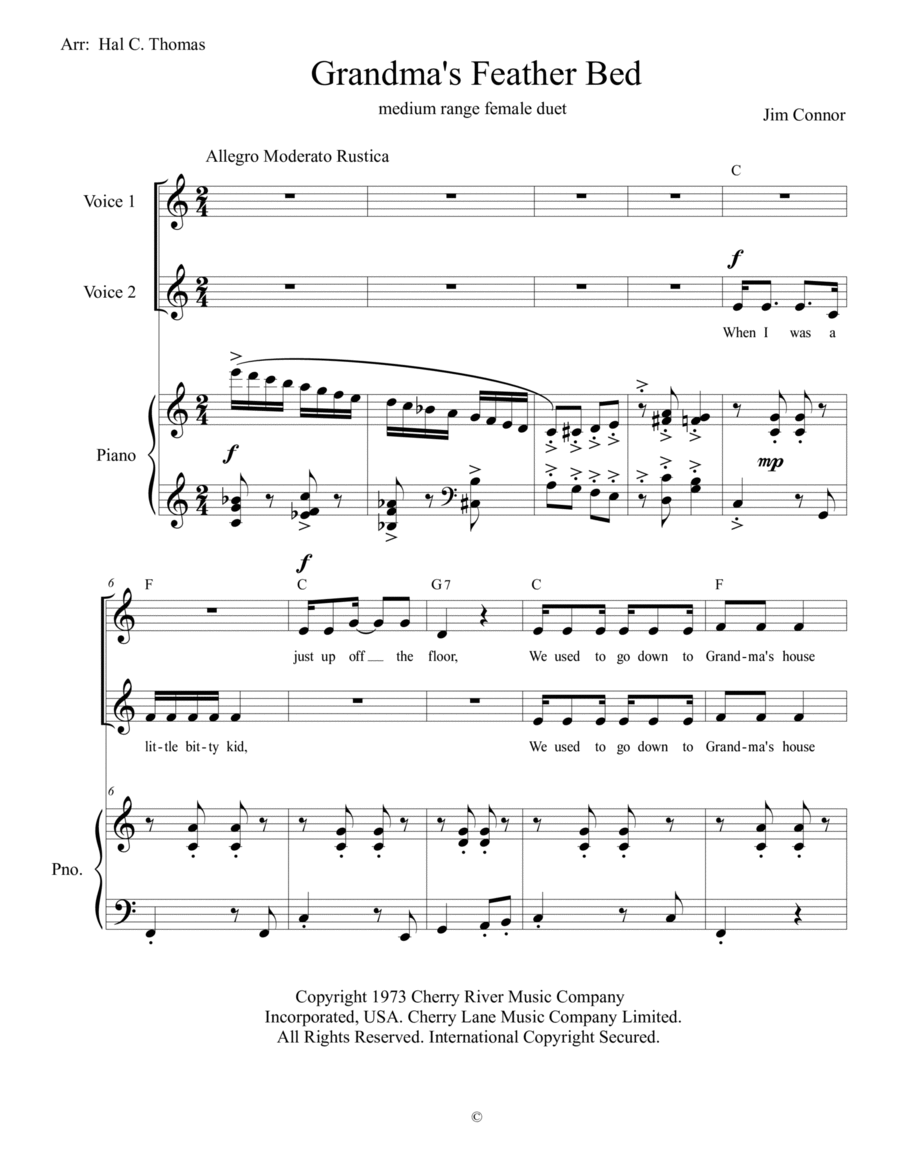Grandma's Feather Bed Mezzo-Soprano Voice scores gallery preview page 1