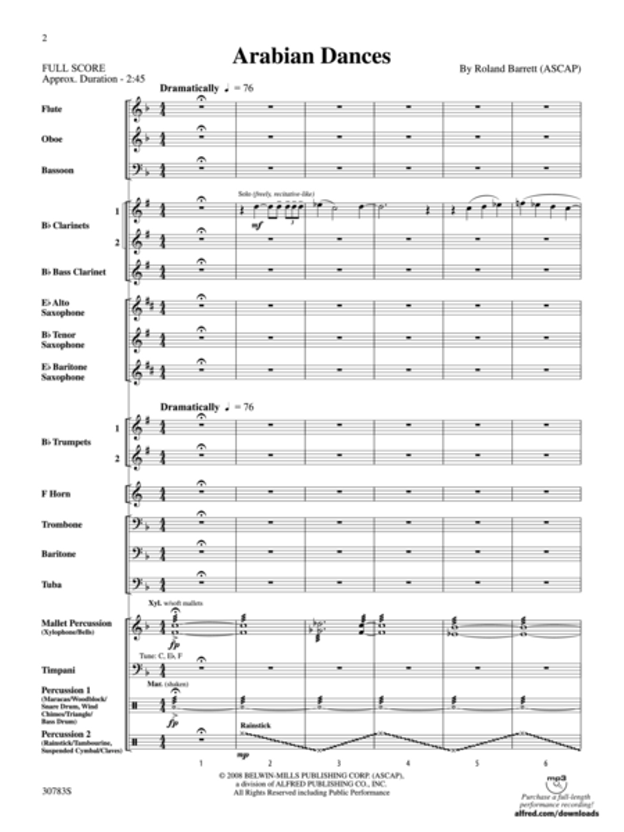 Arabian Dances (score only) Concert Band scores gallery preview page 2