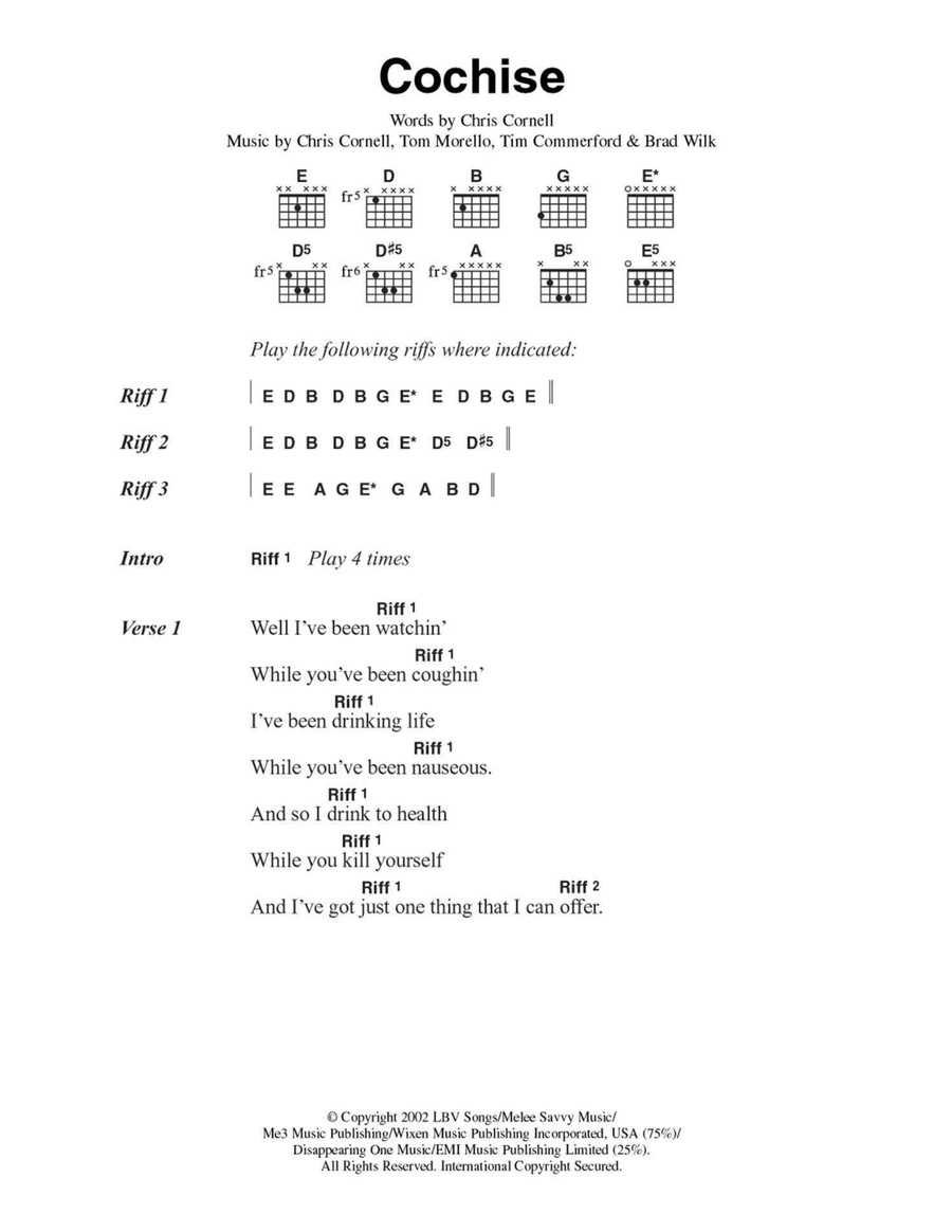 Cochise Electric Guitar scores gallery preview page 1