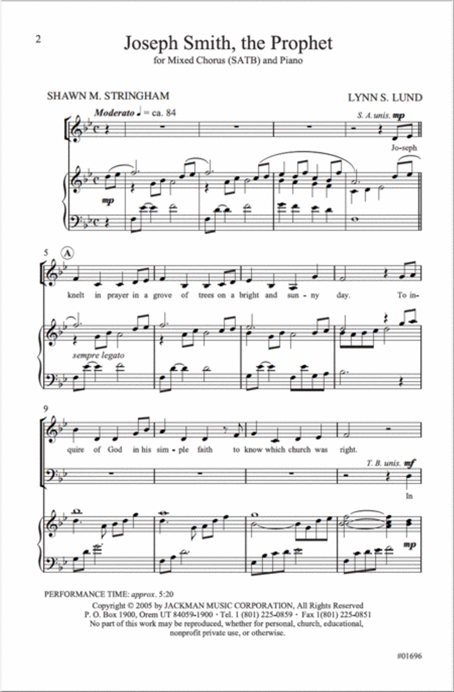 Joseph Smith The Prophet - SATB 4-Part scores gallery preview page 2