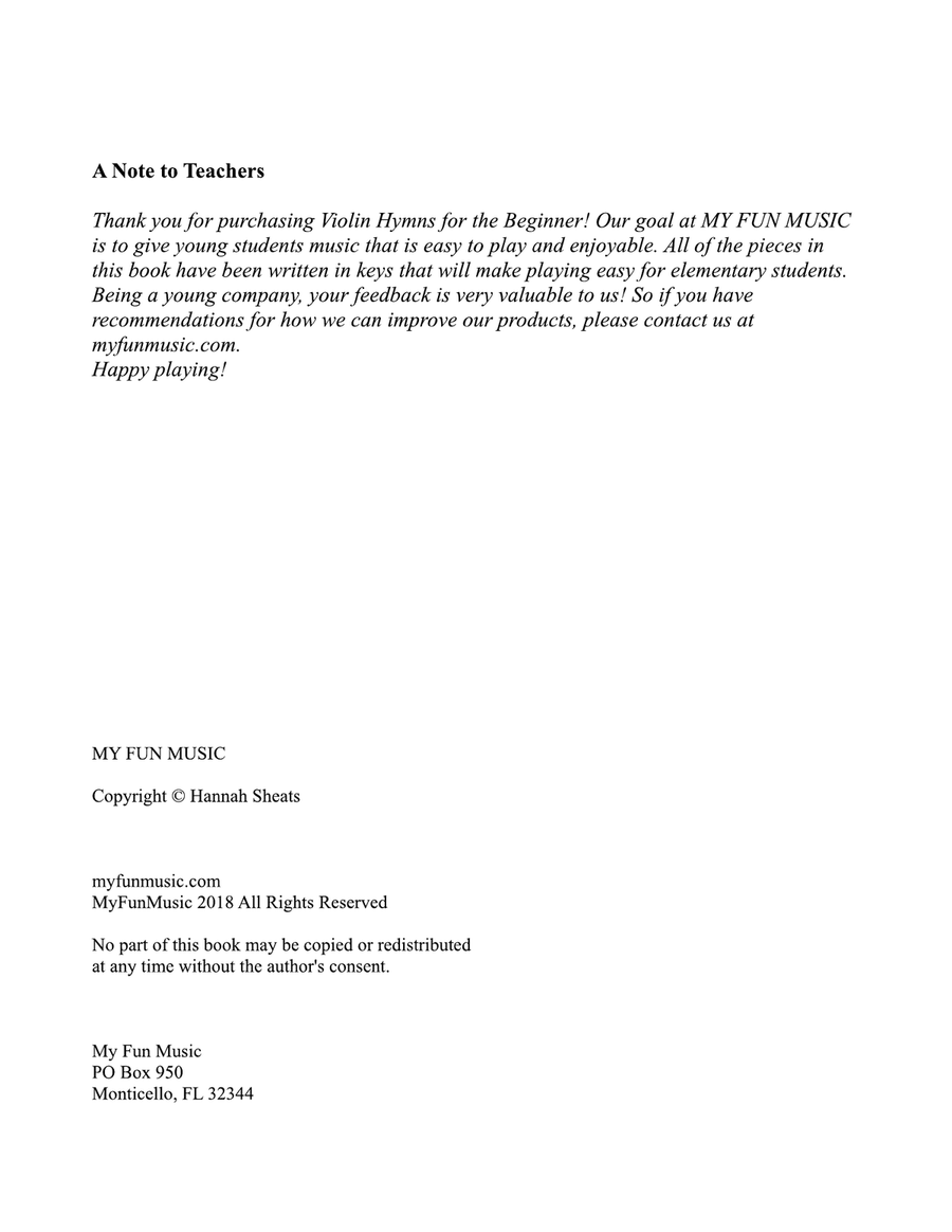 Violin Hymns for the Beginner Violin Solo scores gallery preview page 2