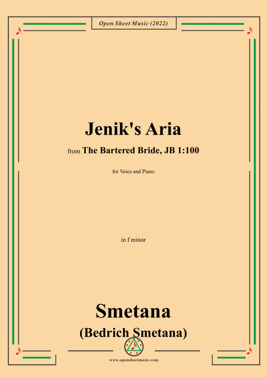 Smetana-Jenik's Aria,in f minor Voice Solo scores gallery preview page 1