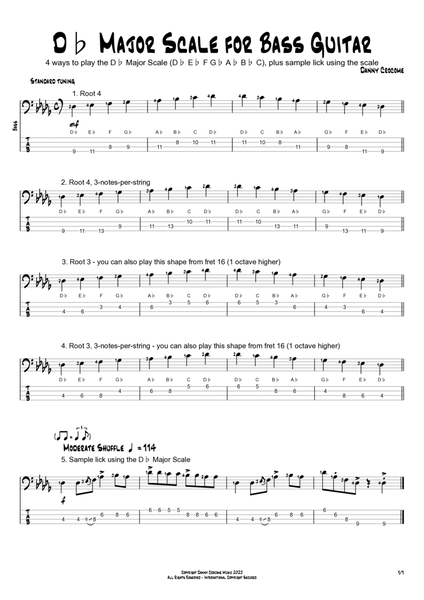 Db Major Scale for Bass Guitar (4 Ways to Play) image number null