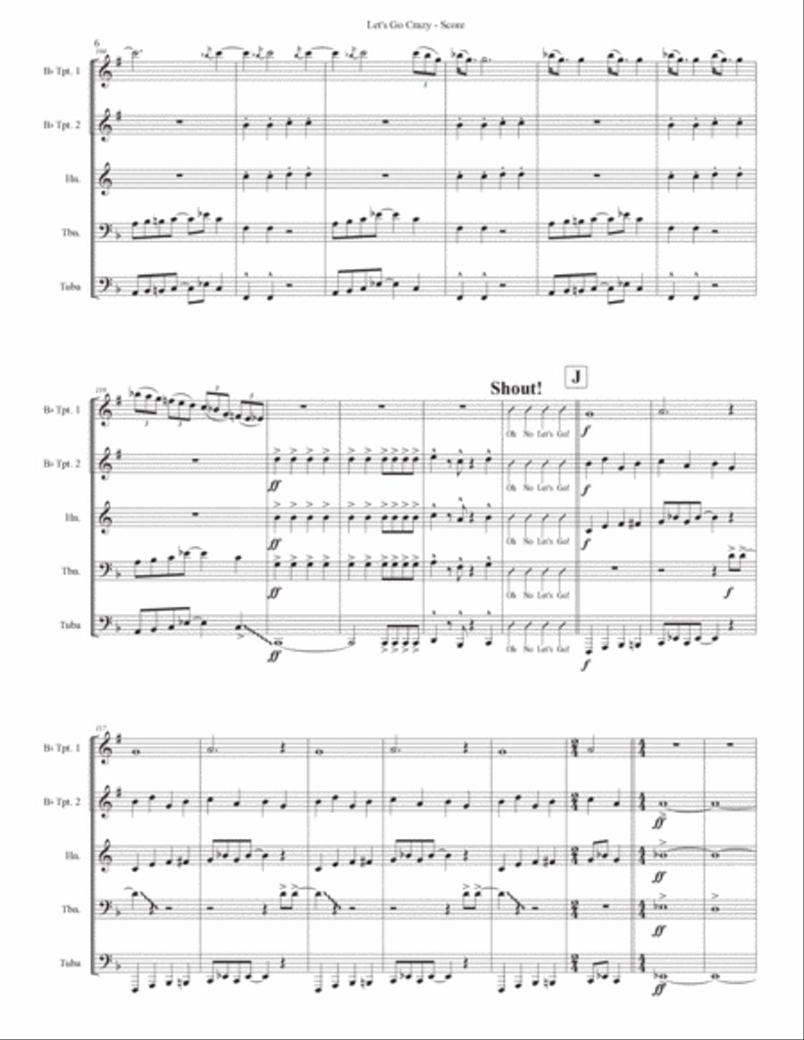 Let's Go Crazy Brass Ensemble scores gallery preview page 6