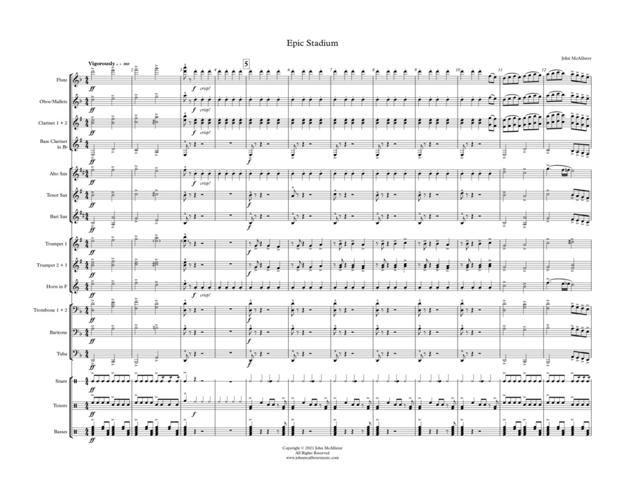 Epic Stadium - for Marching Band or Pep Band Concert Band scores gallery preview page 1