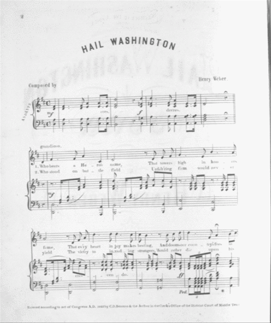 Hail Washington. Song Voice scores gallery preview page 2