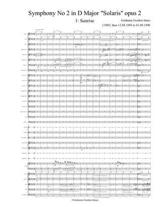 Book cover for Symphony No 2 in D Major "Solaris" Opus 2 - 1st Movement (1 of 3) - Score Only