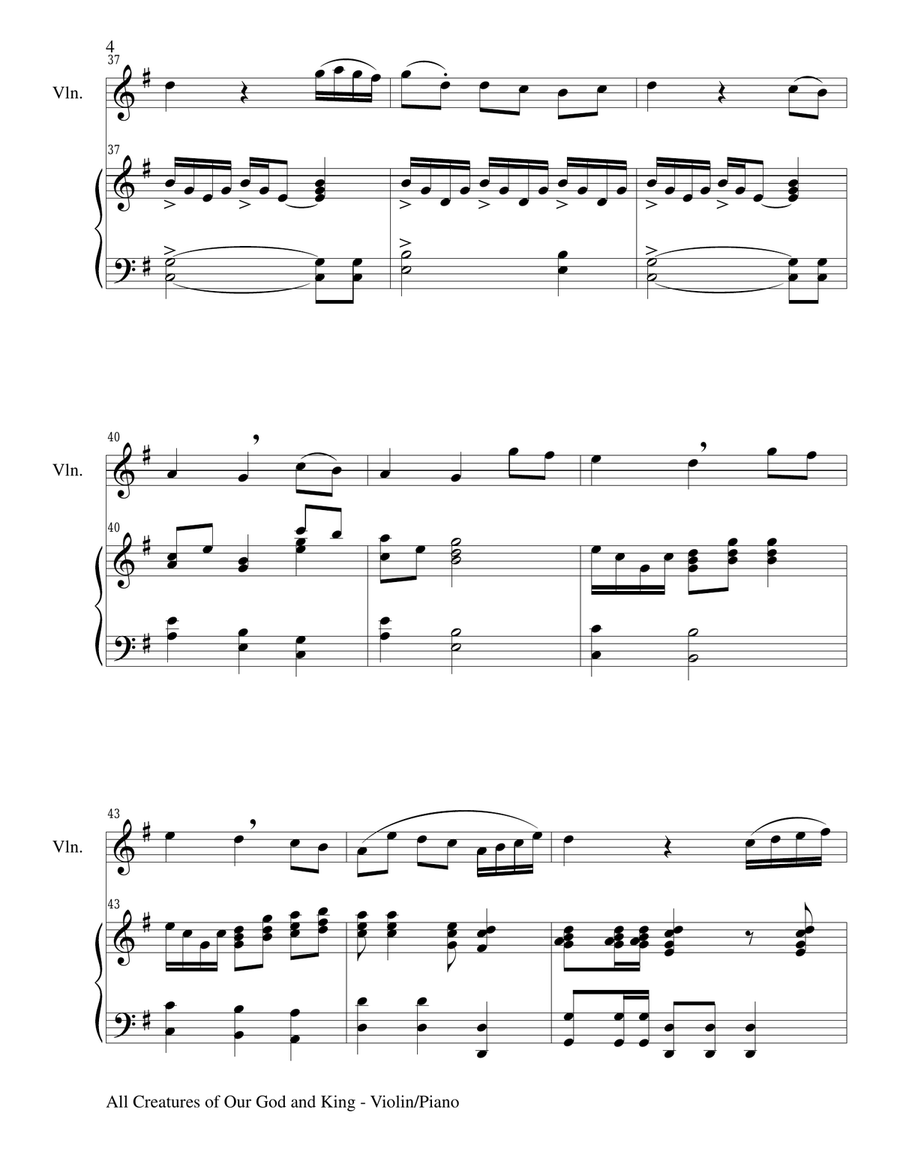 ALL CREATURES OF OUR GOD AND KING (Duet – Violin and Piano/Score and Parts) Violin scores gallery preview page 4