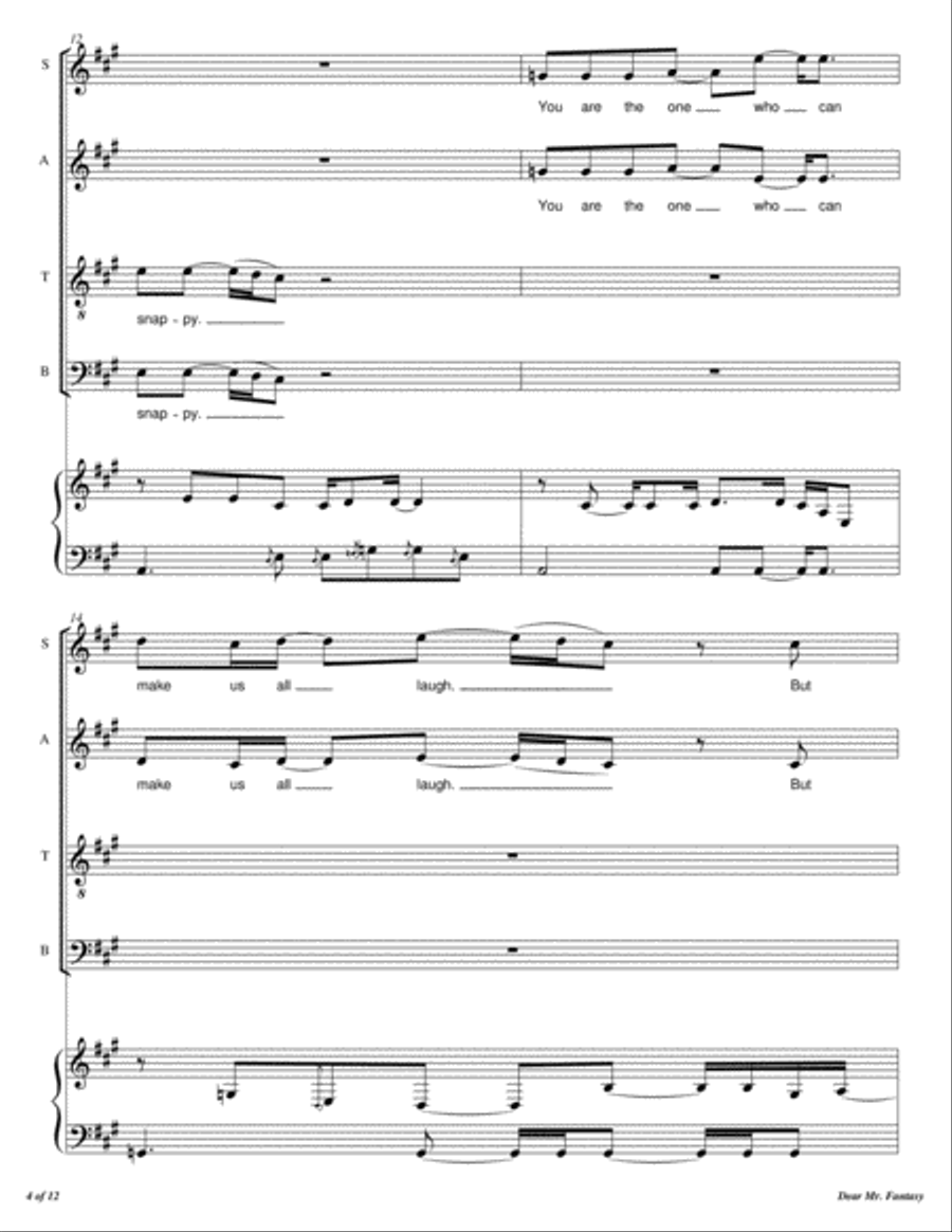 Dear Mr. Fantasy 4-Part scores gallery preview page 5
