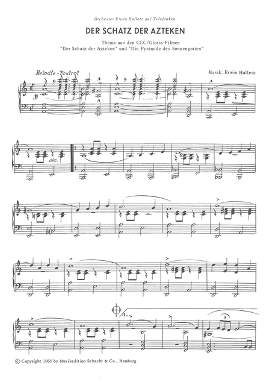 Der Schatz der Azteken Piano Solo scores gallery preview page 3