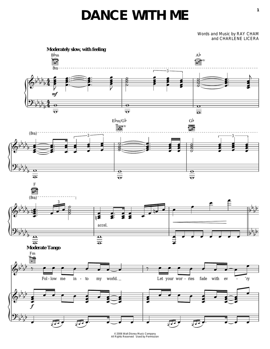 Dance With Me Piano, Vocal, Guitar scores gallery preview page 1