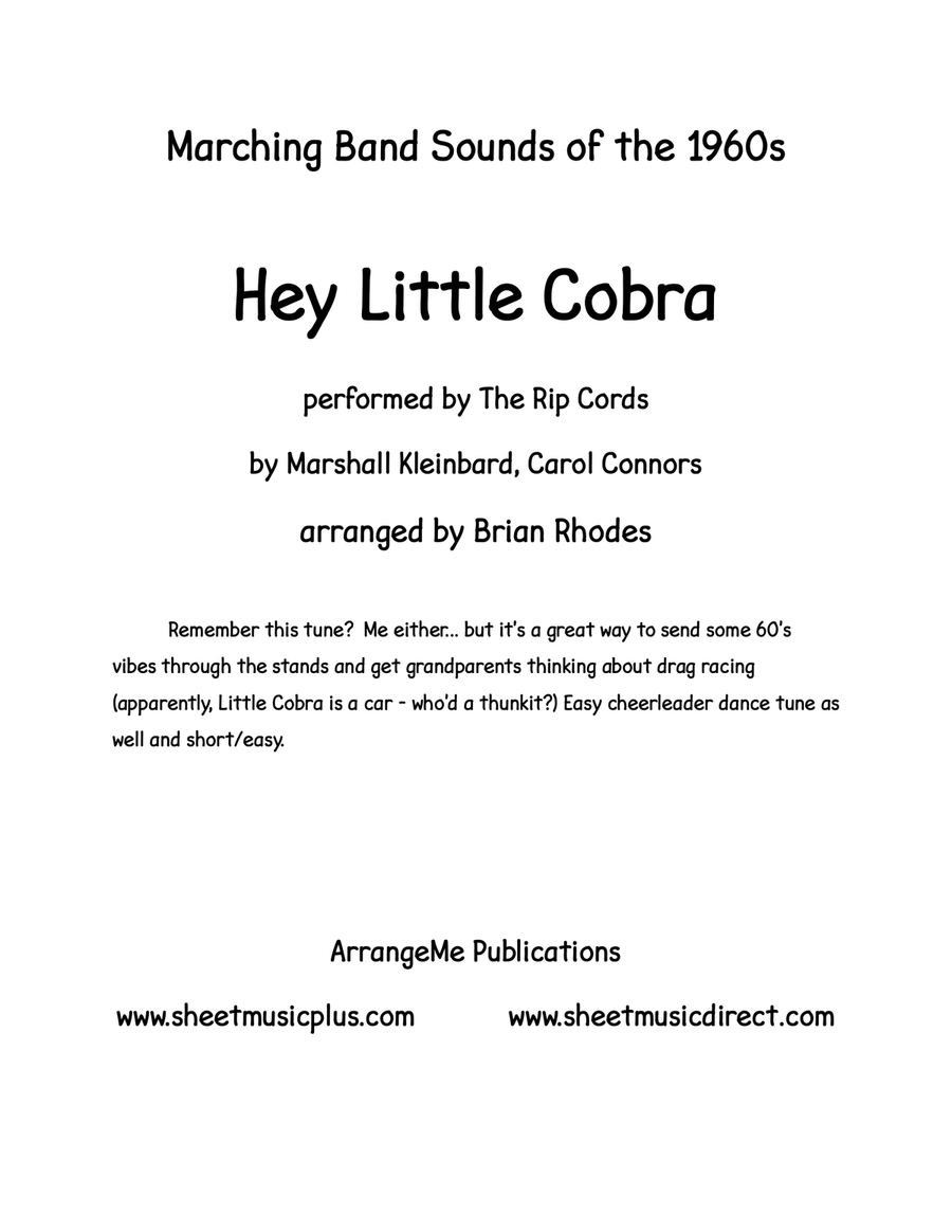 Hey Little Cobra Marching Band scores gallery preview page 1
