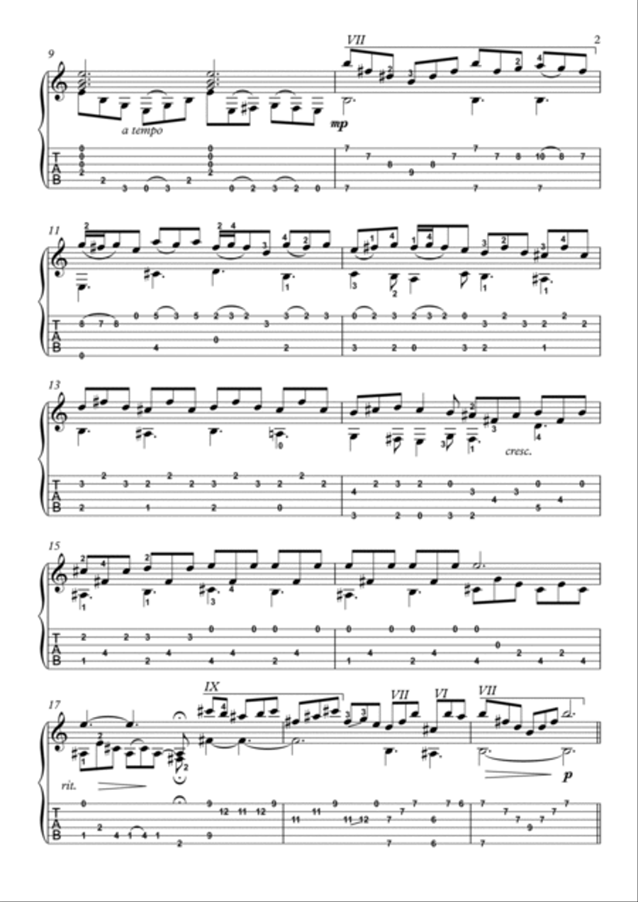 Gigue by Jean Baptiste guitar solo Acoustic Guitar scores gallery preview page 2