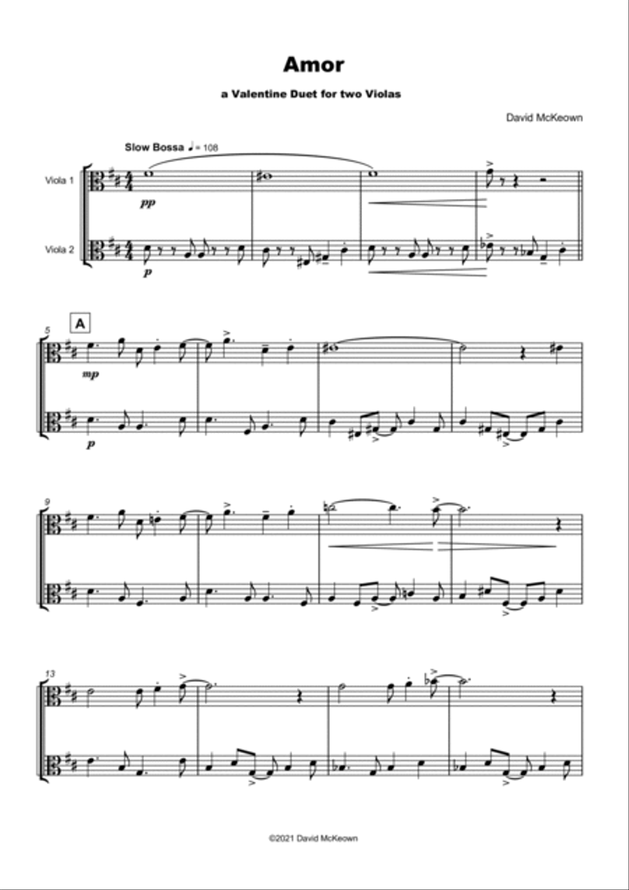 Amor, (Portuguese for Love), Viola Duet String Duet scores gallery preview page 2
